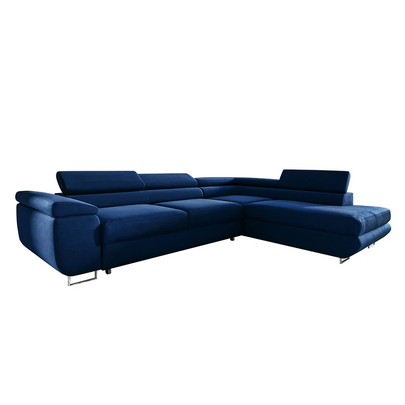 Canapé d'angle convertible droite 4 places Lyam Bleu