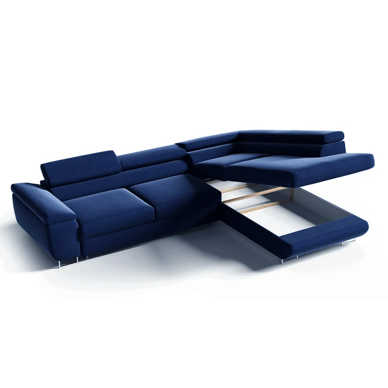 Canapé d'angle convertible droite 4 places Lyam Bleu