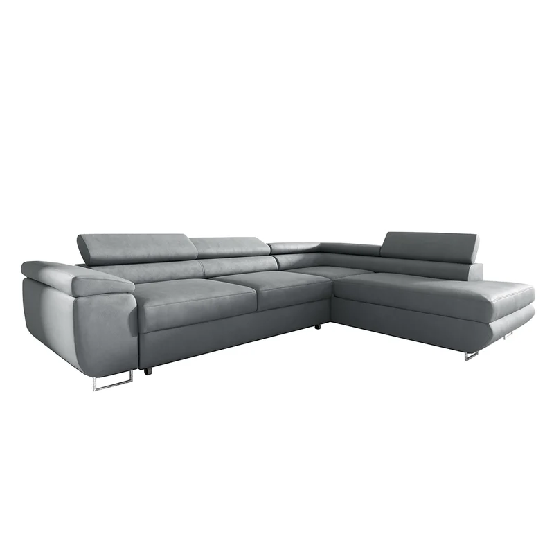 Canapé d'angle convertible droite 4 places Lyam Gris clair