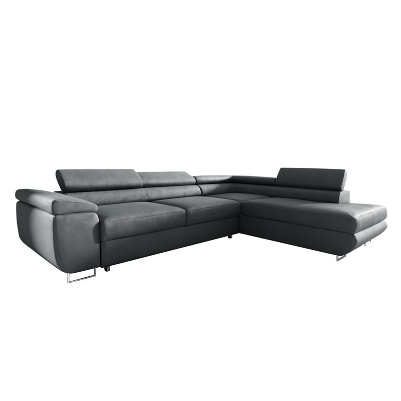 Canapé d'angle convertible droite 4 places Lyam Gris foncé