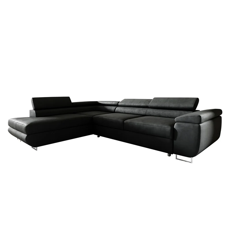Canapé d'angle convertible gauche 4 places Lyam Noir