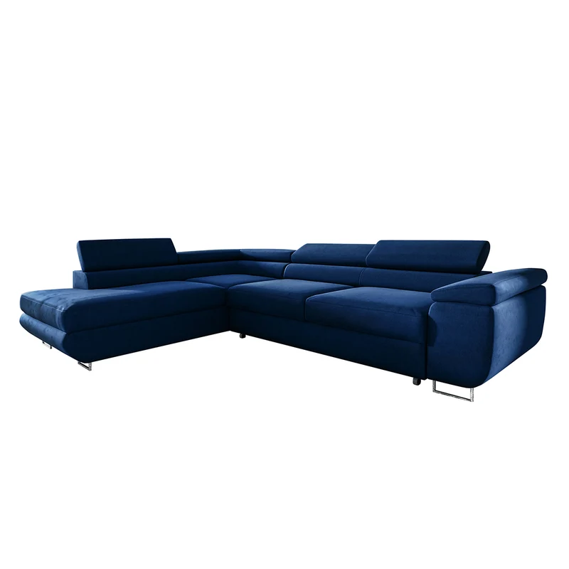 Canapé d'angle convertible gauche 4 places Lyam Bleu