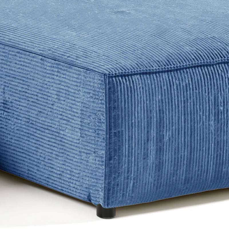 Canapé d'angle réversible et convertible 4 places avec coffre Isaac velours côtelé Bleu