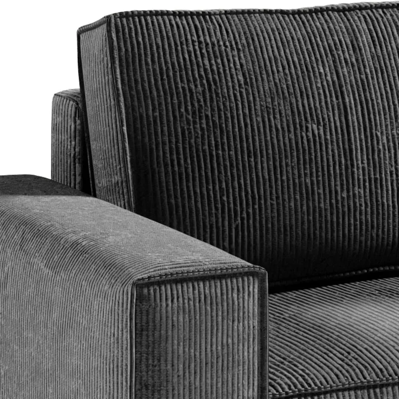 Canapé d'angle réversible et convertible 4 places avec coffre Isaac velours côtelé Gris Foncé