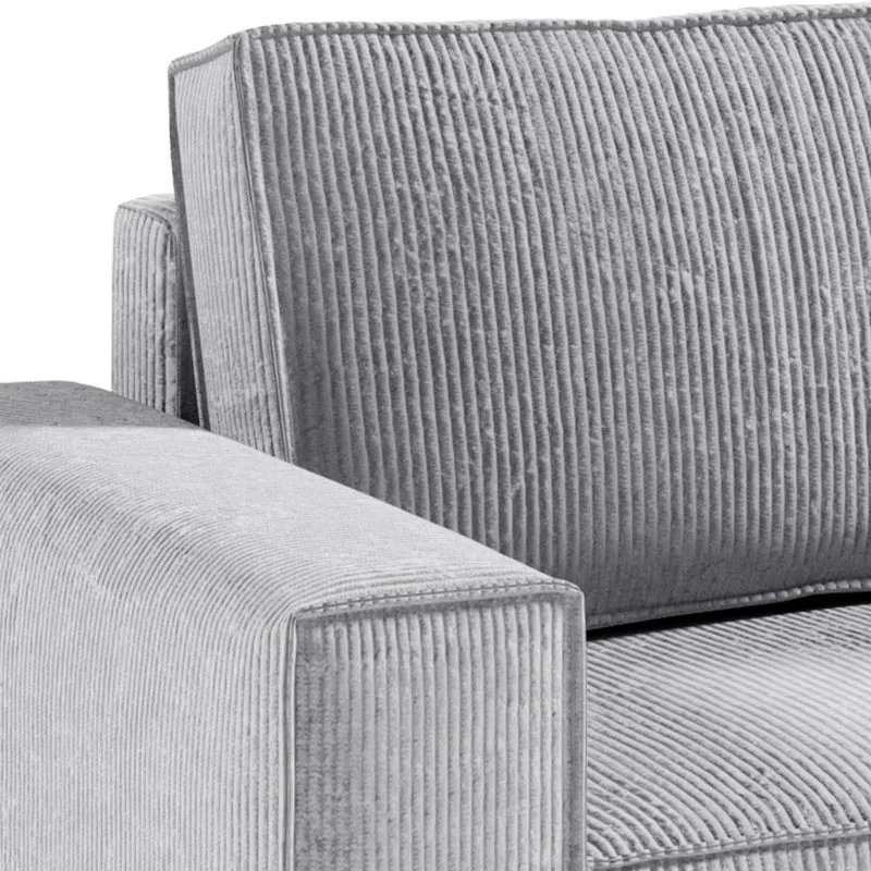 Canapé d'angle réversible et convertible 4 places avec coffre Isaac velours côtelé Gris Clair