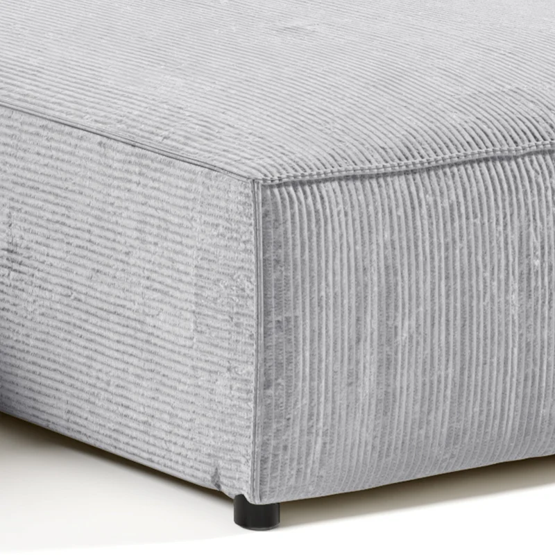 Canapé d'angle réversible et convertible 4 places avec coffre Isaac velours côtelé Gris Clair