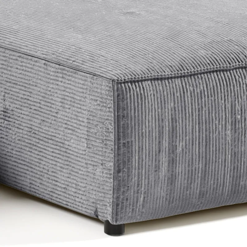 Canapé d'angle réversible et convertible 4 places avec coffre Isaac velours côtelé Gris