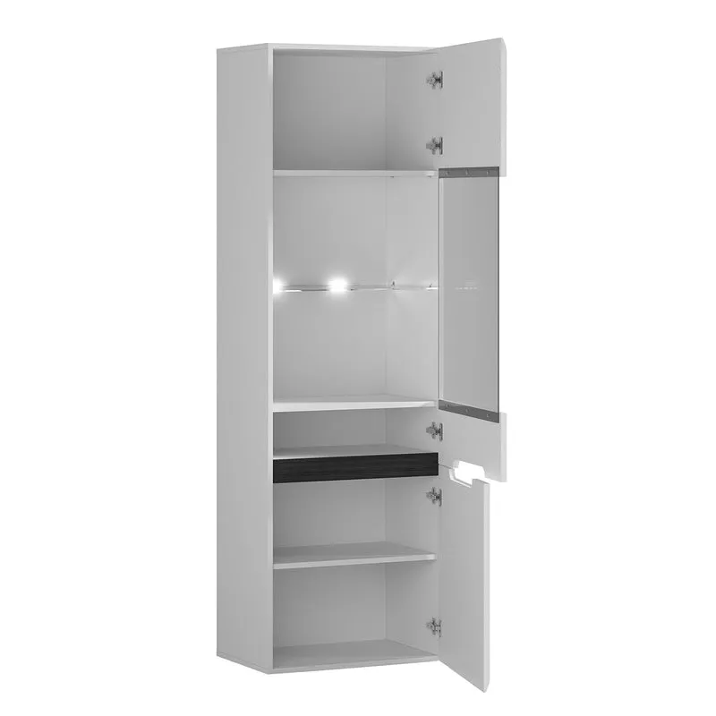 Vitrine 2 portes avec LED Darrel Blanc laqué et Bois