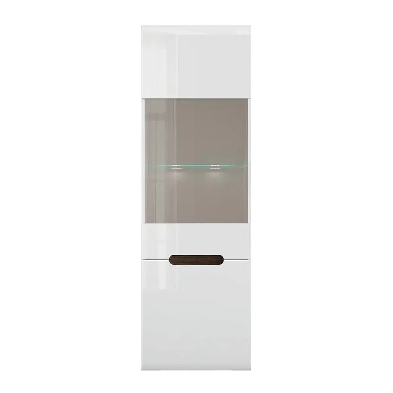 Vitrine 2 portes avec LED Darrel Blanc laqué et Bois