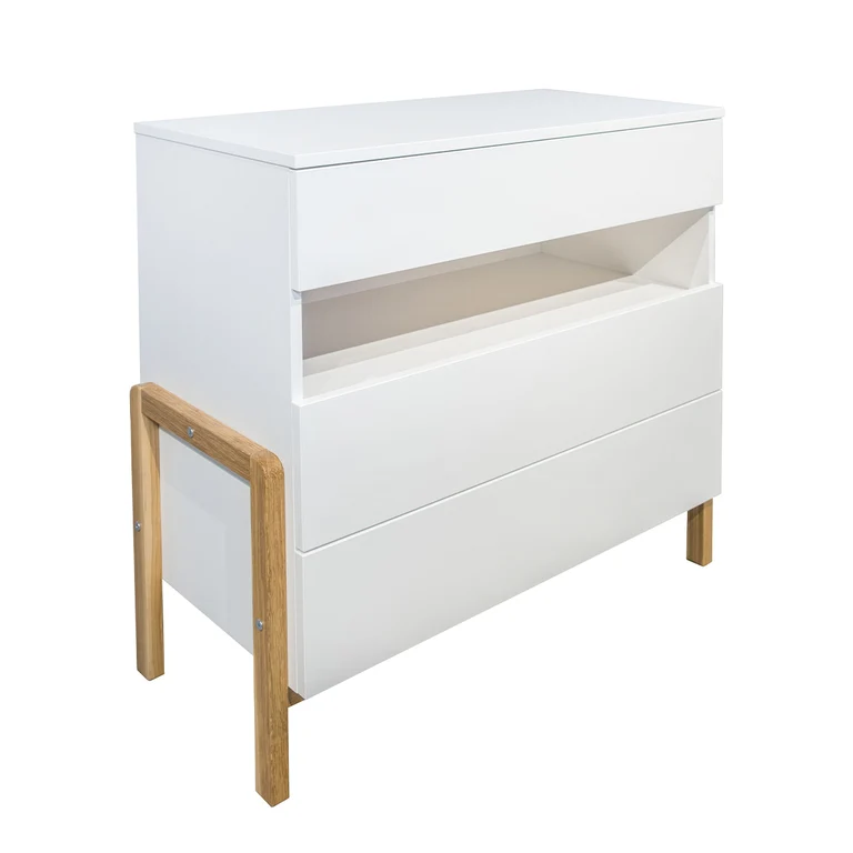 Lit bebe 60x120 et commode 3 tiroirs Kocot Kids Victor - Blanc et Chêne