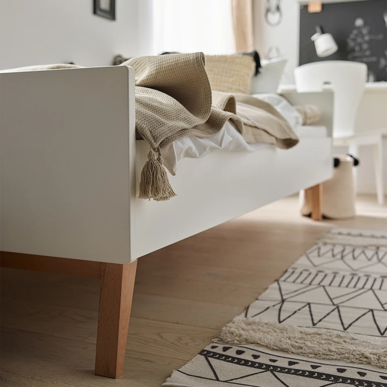 Lit 90x200 sommier inclus Pinio Swing - Blanc et bois