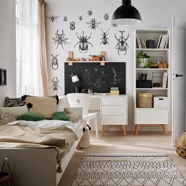 Lit 90x200 sommier inclus Pinio Swing - Blanc et bois