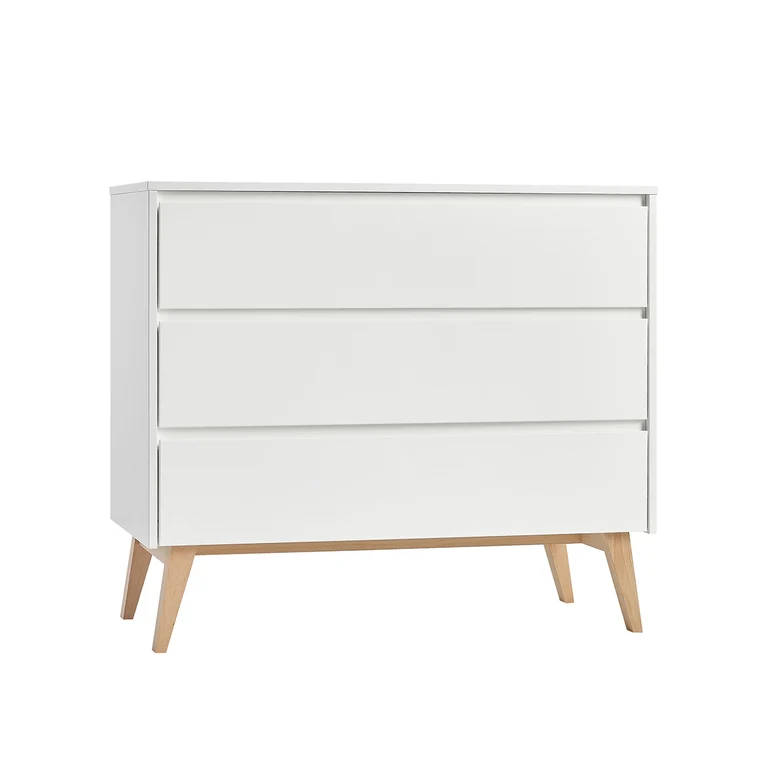 Commode 3 tiroirs et armoire 2 portes Pinio Swing - Blanc et bois