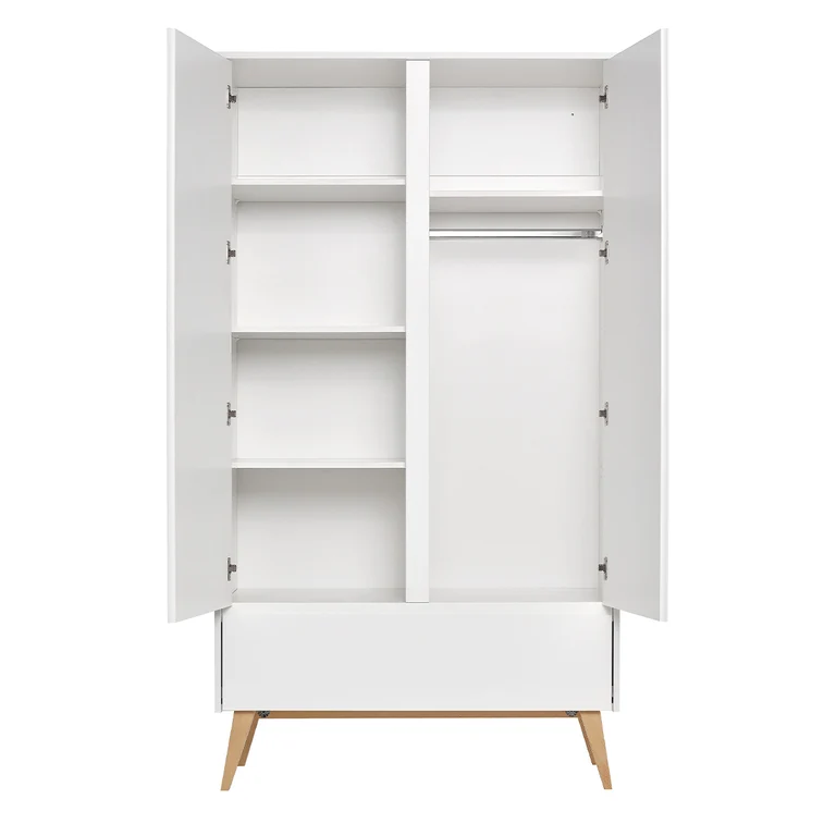 Commode 3 tiroirs et armoire 2 portes Pinio Swing - Blanc et bois