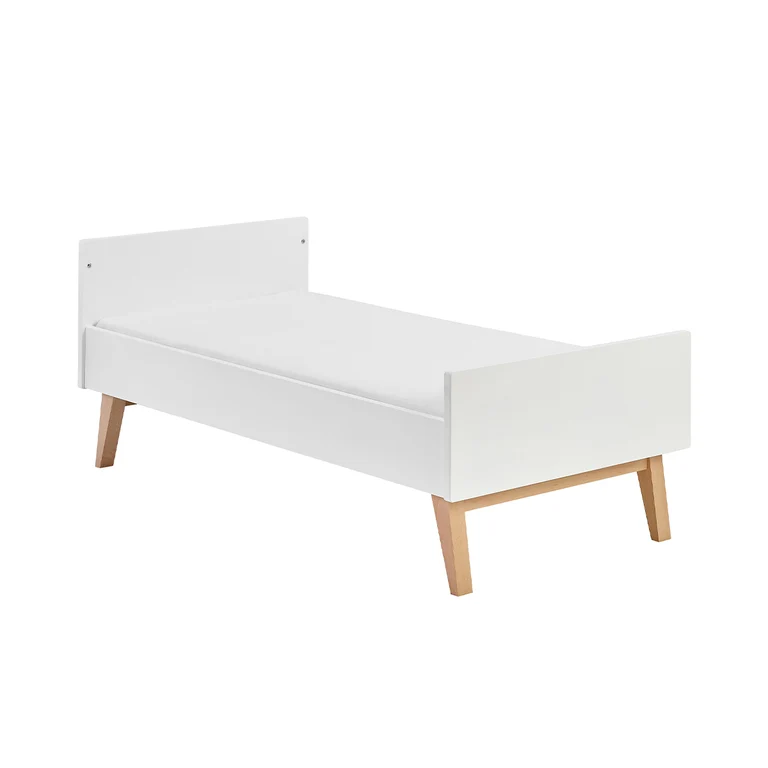 Lit évolutif 70x140 et commode 3 tiroirs Pinio Swing - Blanc et bois