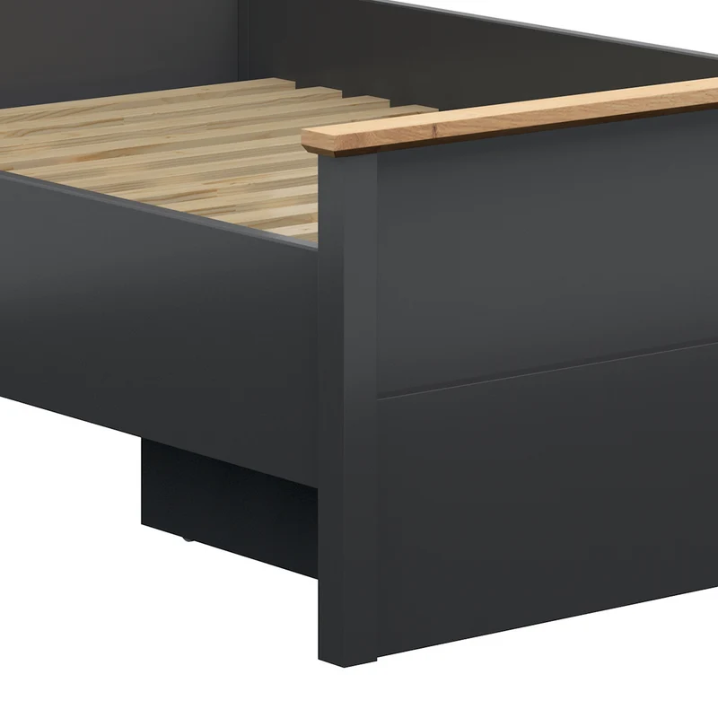 Lit 140x200 Duck Gris anthracite et Bois