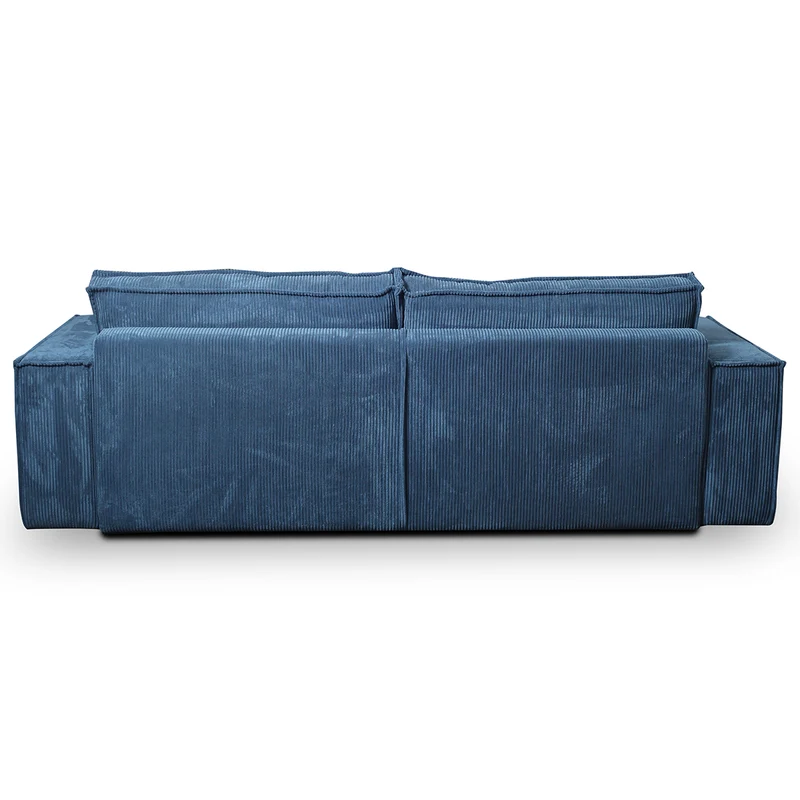 Canapé convertible 4 places avec coffre Isaac velours côtelé Bleu