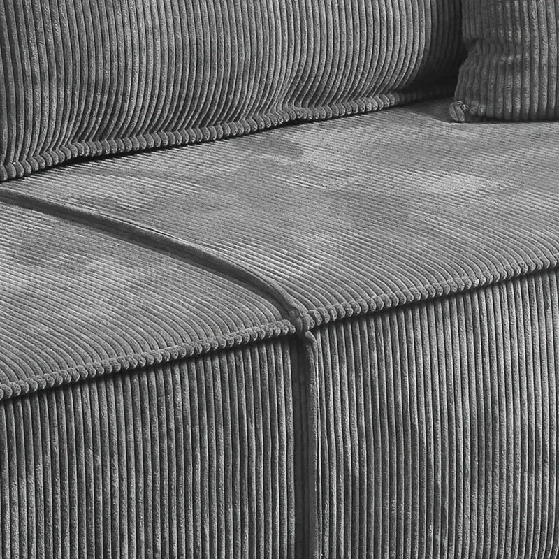 Canapé convertible 4 places avec coffre Isaac velours côtelé Gris