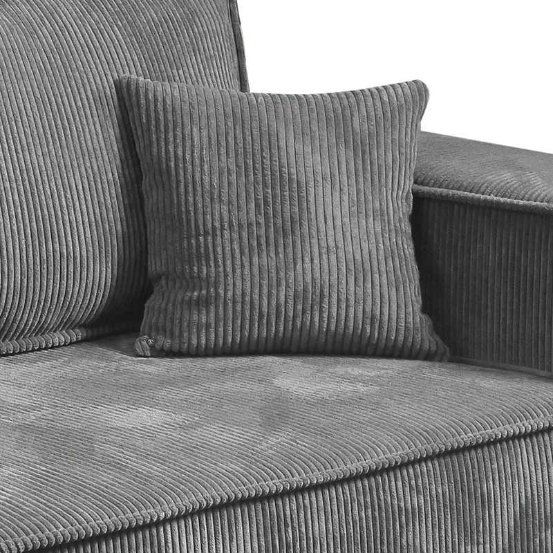 Canapé convertible 4 places avec coffre Isaac velours côtelé Gris