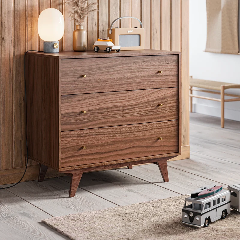 Lit évolutif 70x140 et commode 3 tiroirs Vox Mid - Bois