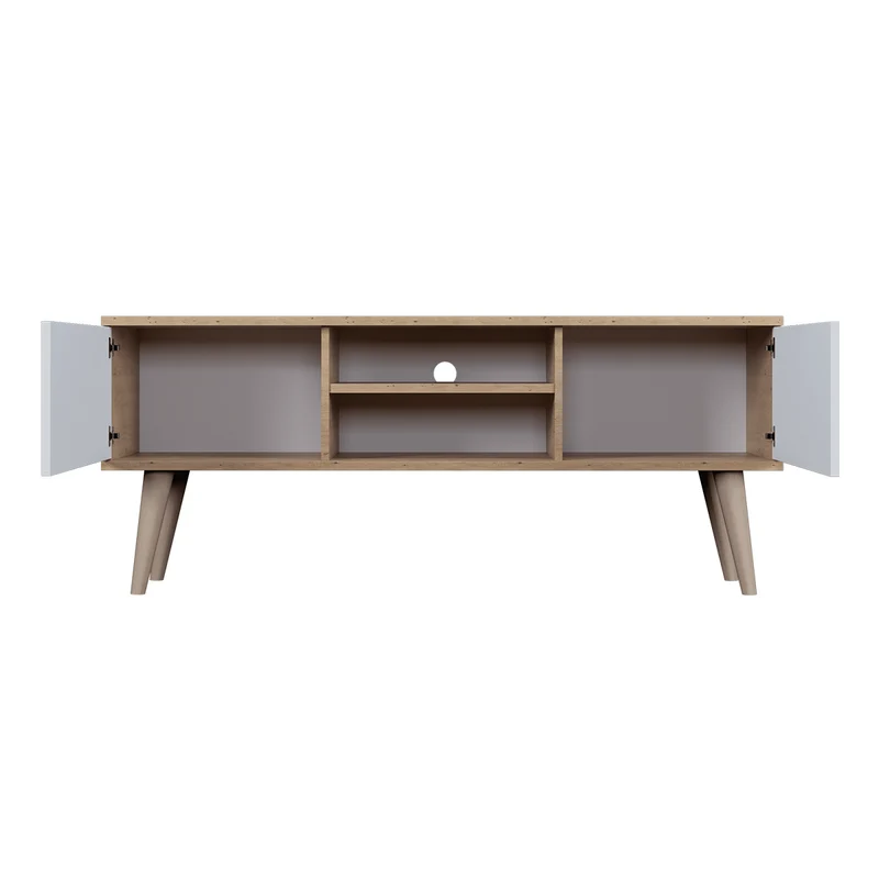 Meuble TV 120 cm Toronto - Blanc et bois