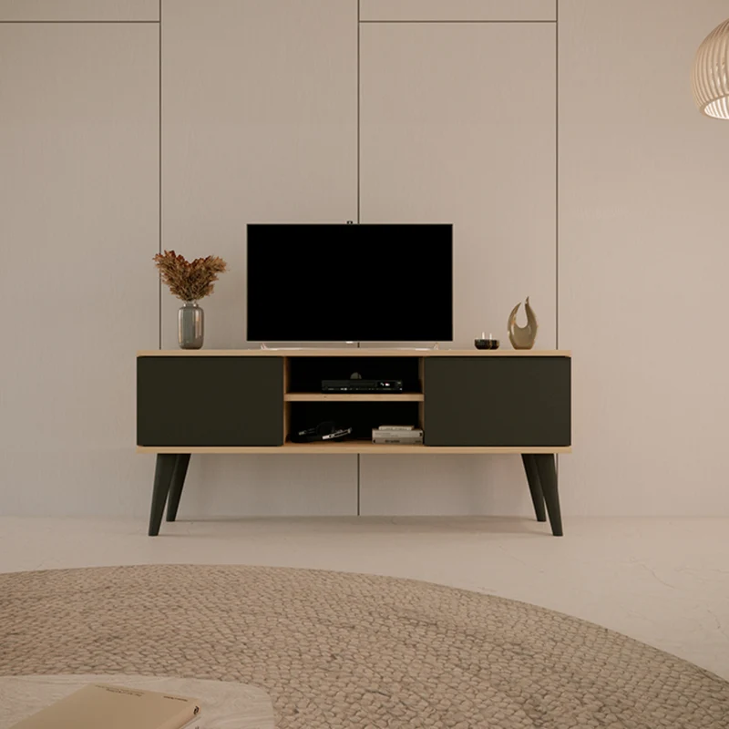 Meuble TV 120 cm Toronto - Noir et bois
