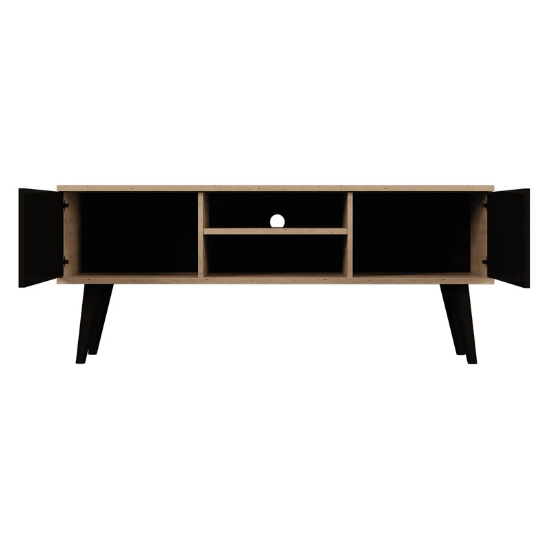 Meuble TV 120 cm Toronto - Noir et bois