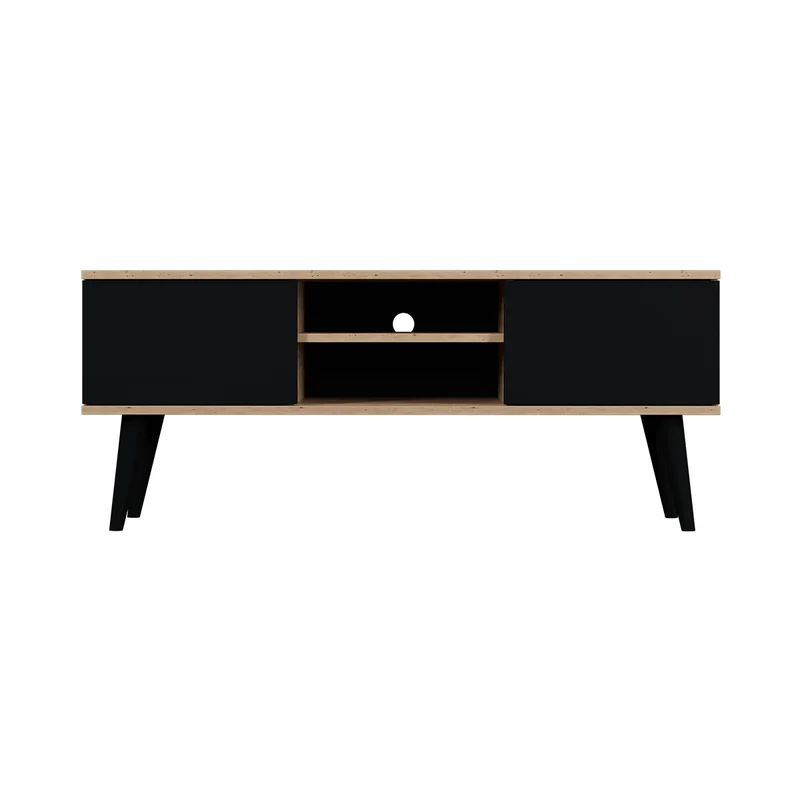 Meuble TV 120 cm Toronto - Noir et bois