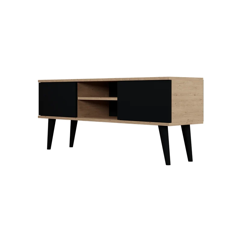 Meuble TV 120 cm Toronto - Noir et bois