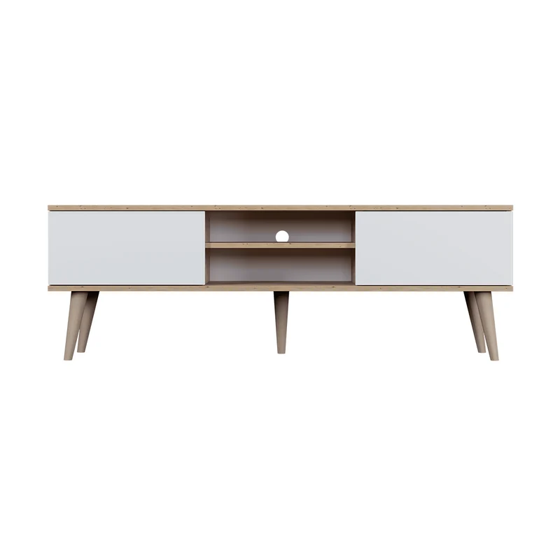 Meuble TV 160 cm Toronto - Blanc et bois
