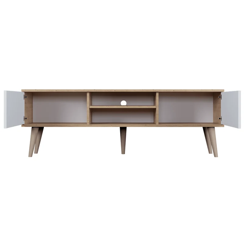 Meuble TV 160 cm Toronto - Blanc et bois