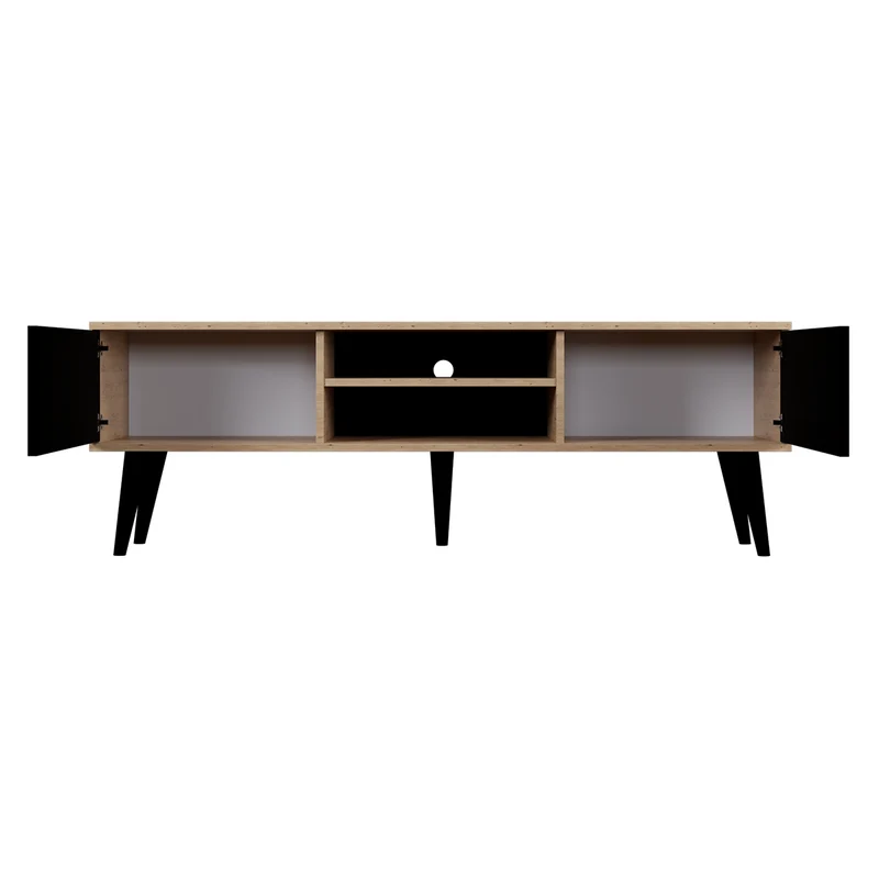 Meuble TV 160 cm Toronto - Noir et bois