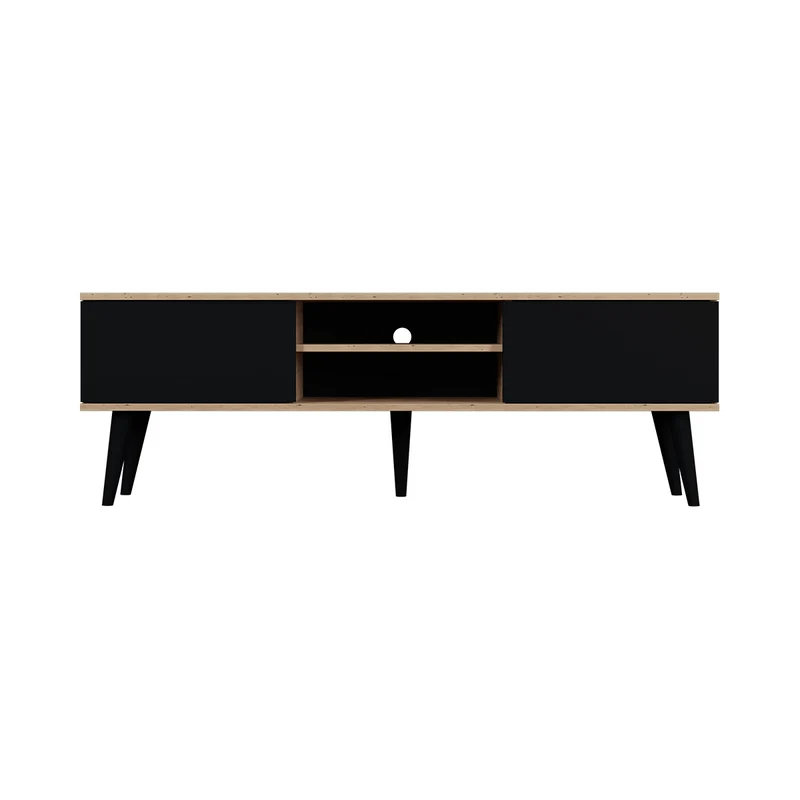 Meuble TV 160 cm Toronto - Noir et bois