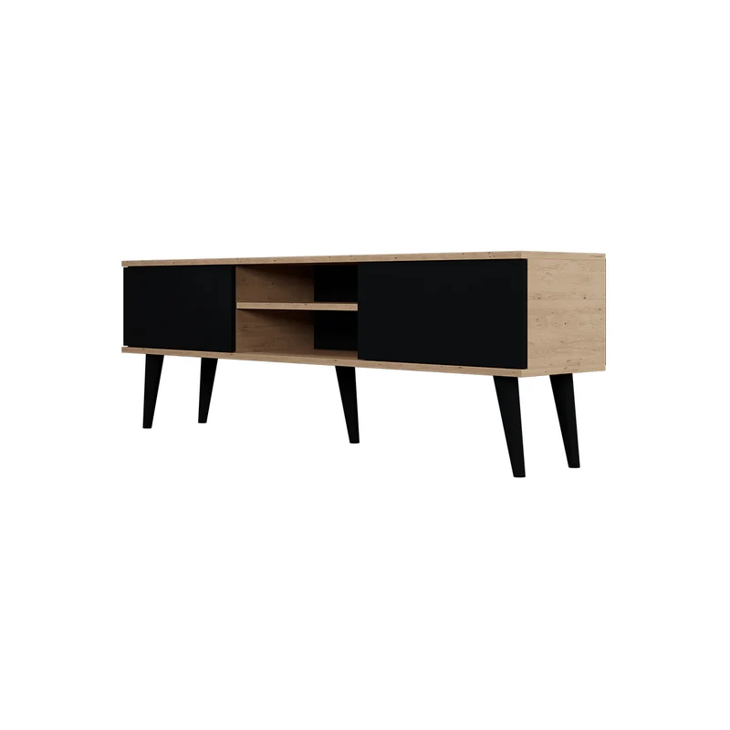 Meuble TV 160 cm Toronto - Noir et bois