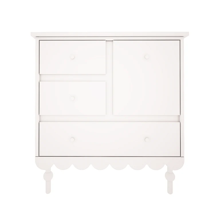 Commode 3 tiroirs et armoire 2 portes Wood Luck Babushka Blanc