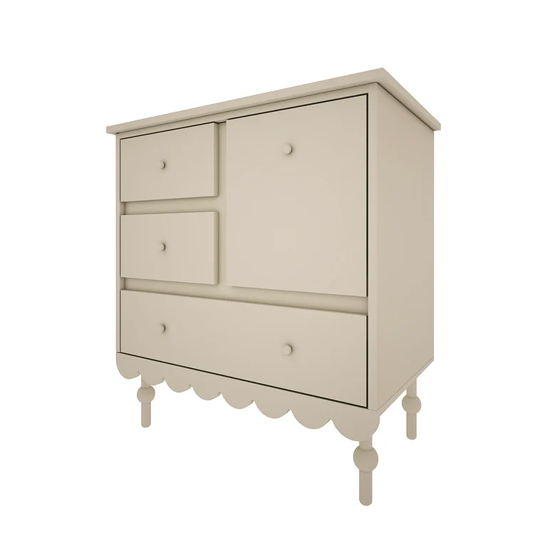 Commode 3 tiroirs 1 porte Wood Luck Babushka Olive