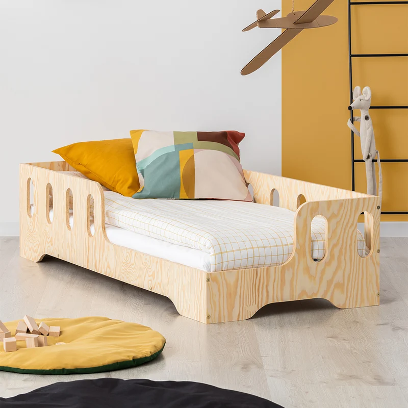 Lit 90x190 entrée droite sommier inclus Estelle Bois
