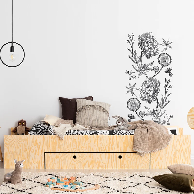 Lit 90x190 sommier et tiroir inclus Tristan Bois