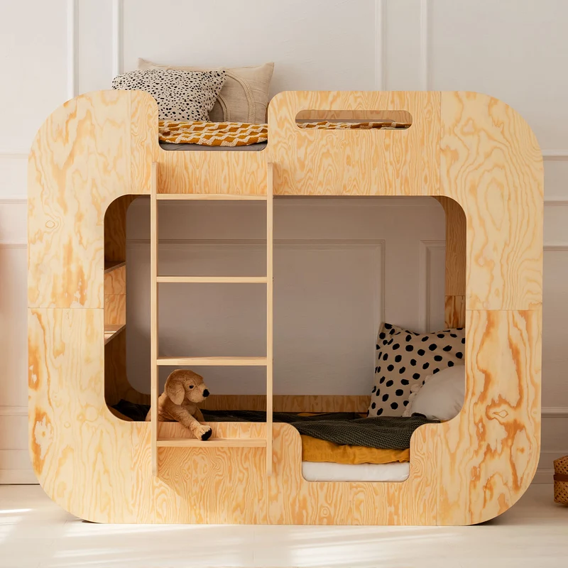 Lit superposé 90x190 échelle à gauche sommier inclus Nadège Bois