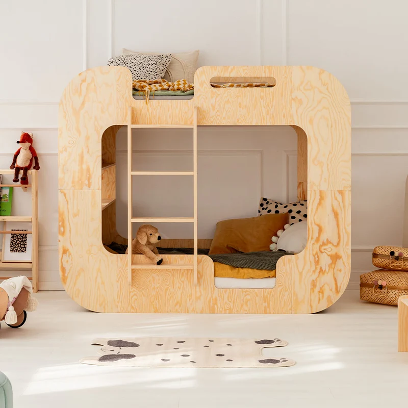 Lit superposé 90x190 échelle à gauche sommier inclus Nadège Bois