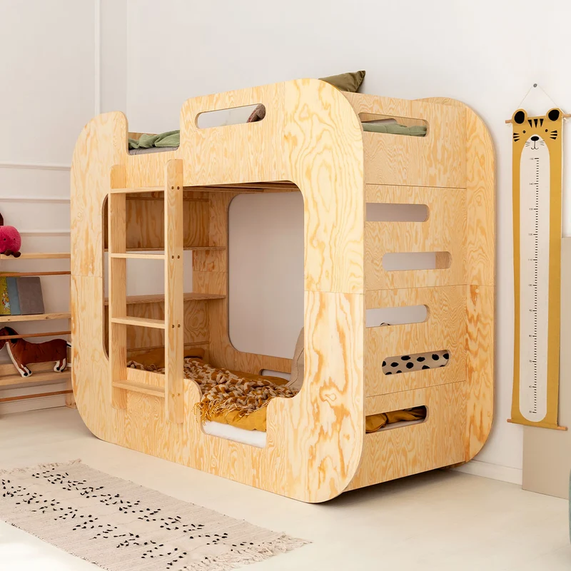 Lit superposé 90x190 échelle à gauche sommier inclus Nadège Bois