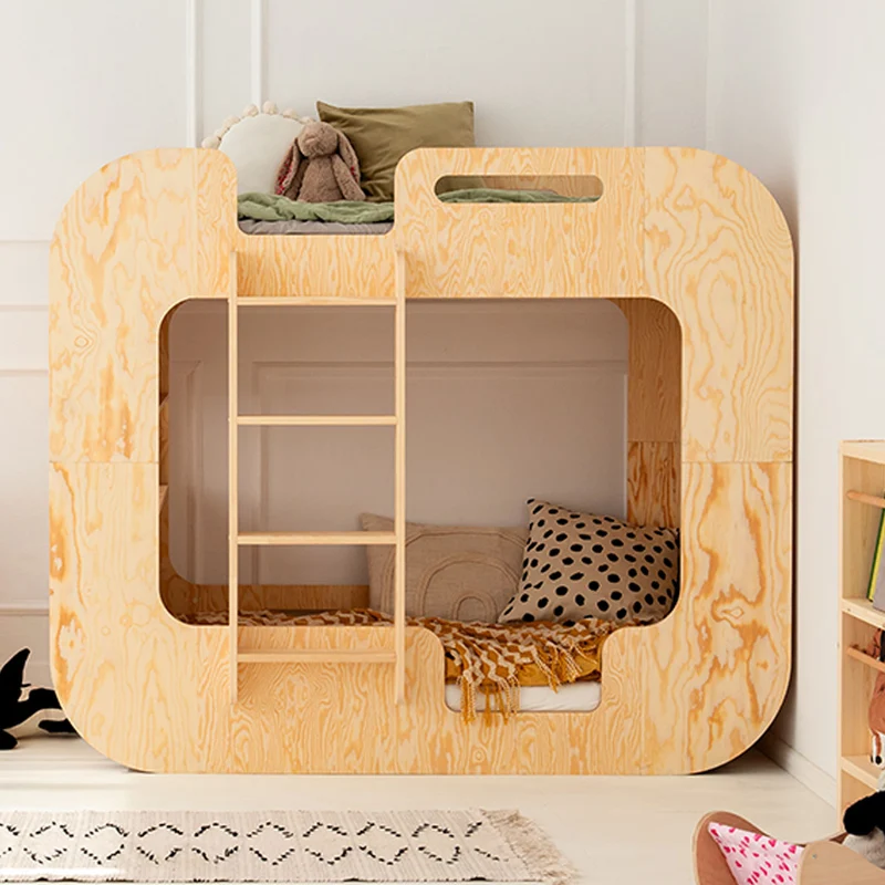 Lit superposé 90x190 échelle à gauche sommier inclus Nadège Bois