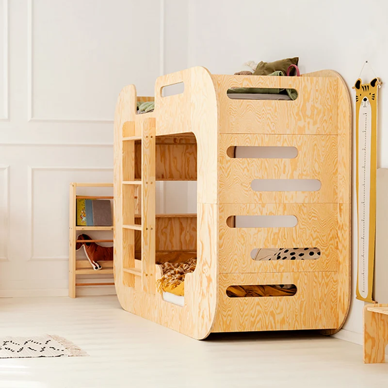 Lit superposé 90x200 échelle à gauche sommier inclus Nadège Bois