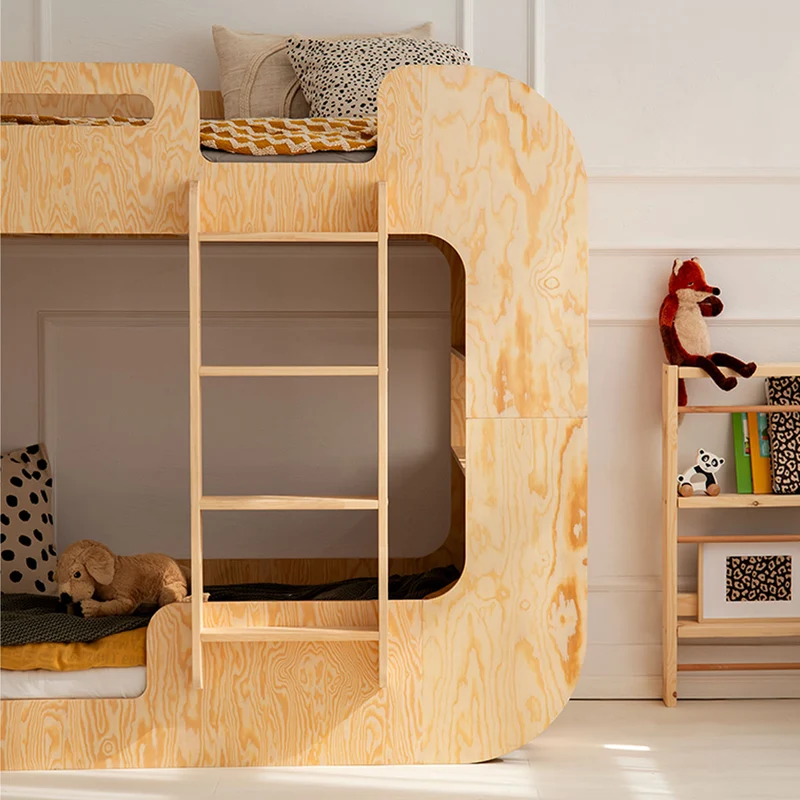 Lit superposé 90x190 échelle à droite sommier inclus Nadège Bois