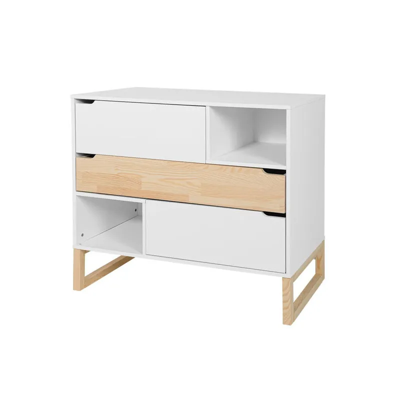 Lit évolutif 70x140 et commode 3 tiroirs Bellamy Juliette Blanc et bois