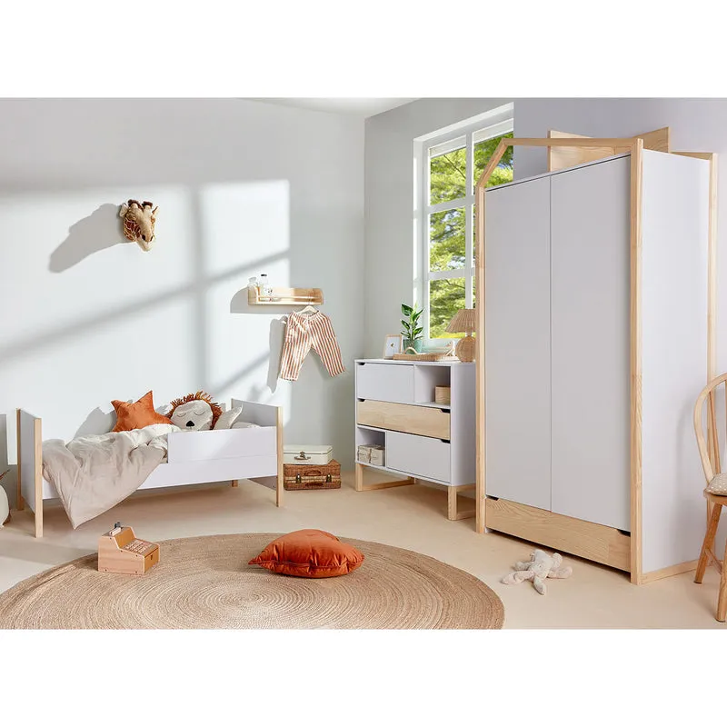 Lit évolutif 70x140 et commode 3 tiroirs Bellamy Juliette Blanc et bois