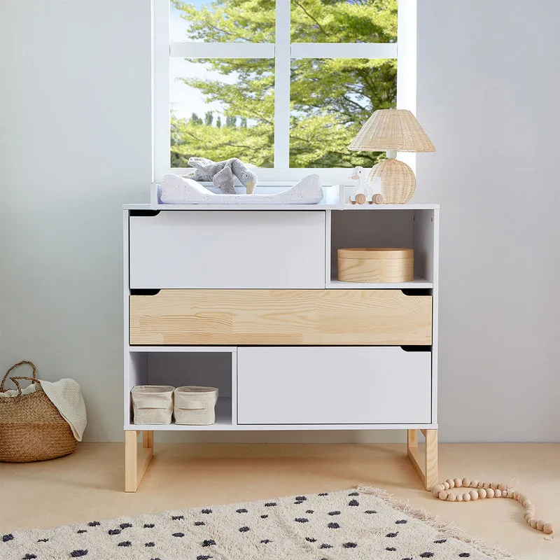 Commode 3 tiroirs Bellamy Juliette Blanc et bois