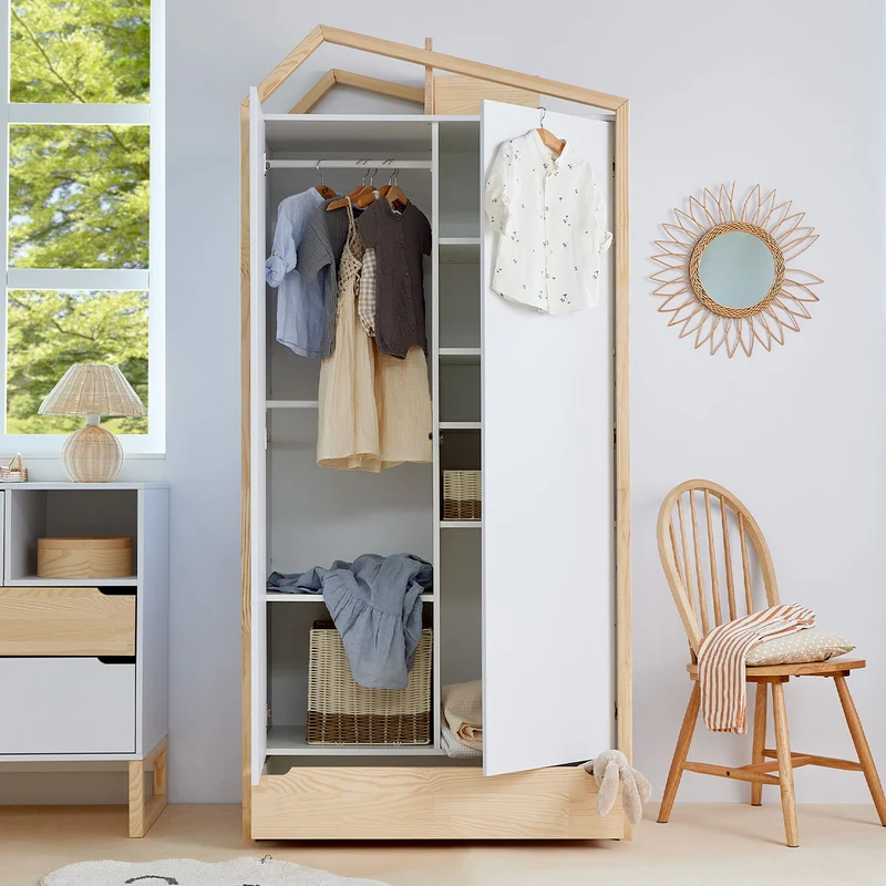 Armoire 2 portes Bellamy Juliette Blanc et bois