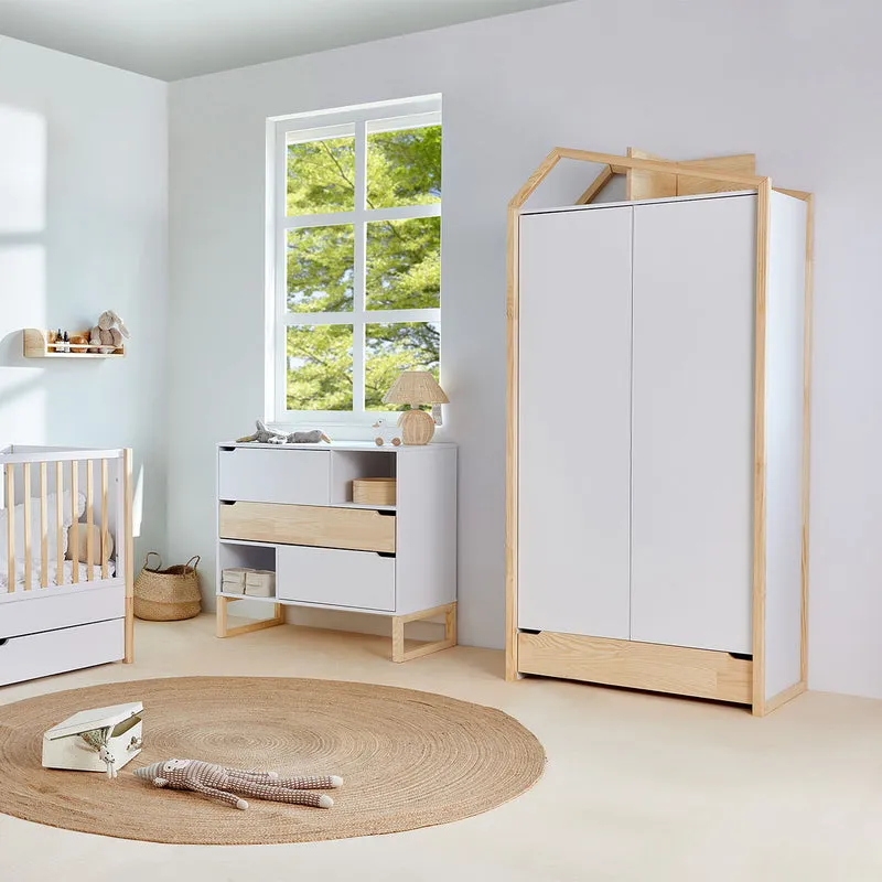 Armoire 2 portes Bellamy Juliette Blanc et bois