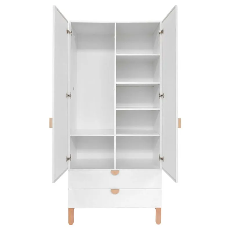 Commode 2 portes et armoire 2 portes Bellamy Laurie Blanc et bois